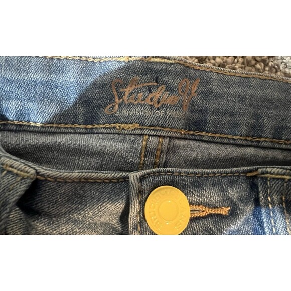 Studio V/Vigoss Denim Blue Shorts Yellow White Flowers Frayed Hem Girls 10 - Picture 2 of 4